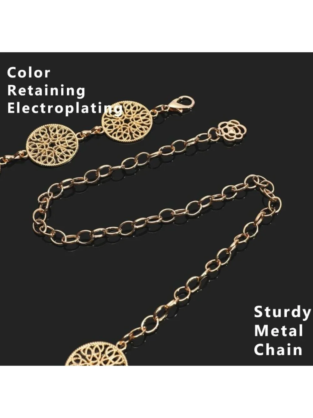 Stylish Western Cowgirl Belt for Women | Adjustable Metal Concho Chain for